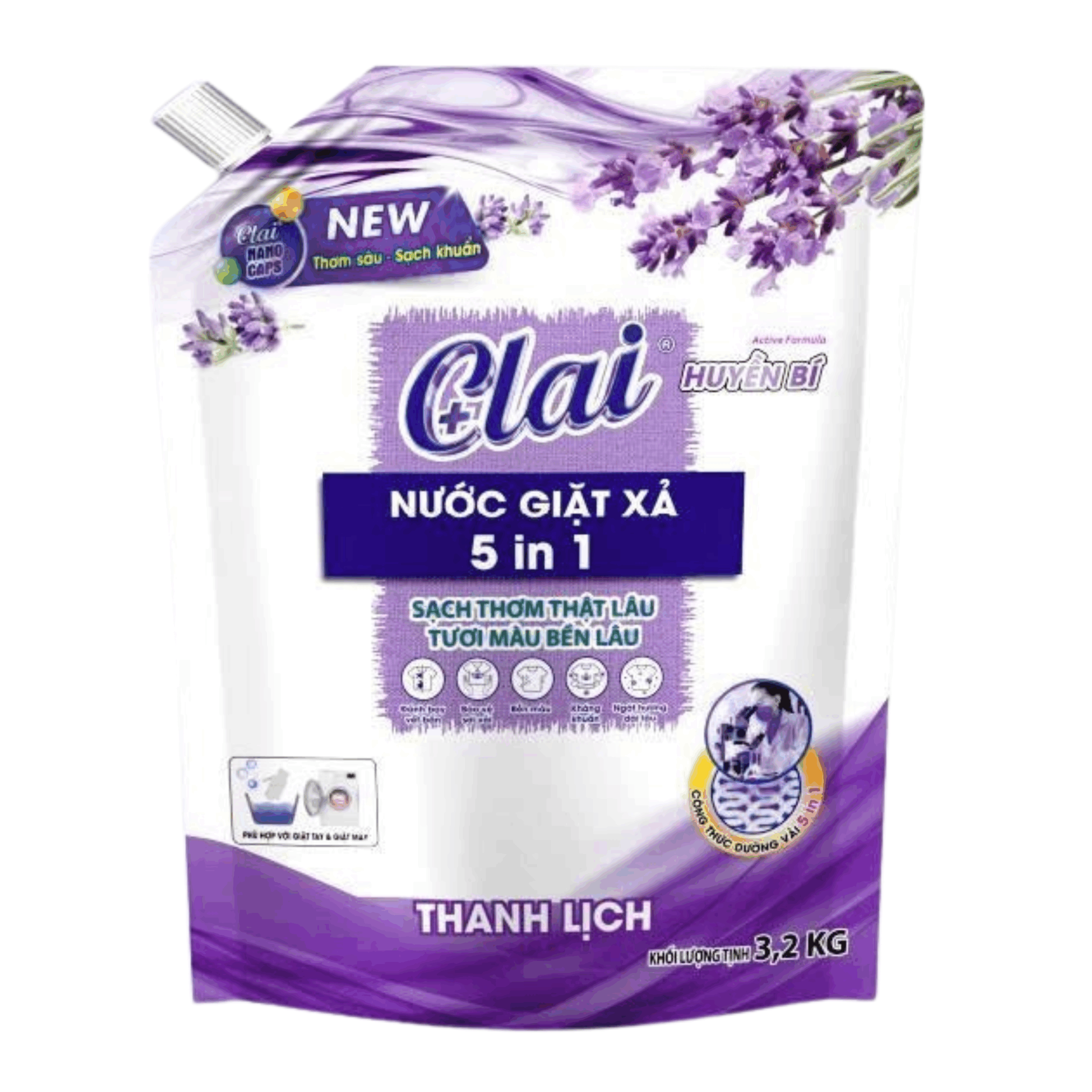 NƯỚC GIẶT XẢ CAO CẤP CLAI HƯƠNG THANH LỊCH – TÚI 3,2 KG